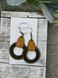 Boho Walnut Wood Hoops with Cork Cuff Earrings