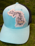 Michigan Trucker Hat- Mint/Black “lake life”