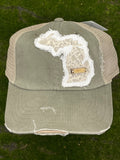 Michigan Trucker Hat- Khaki/HOME