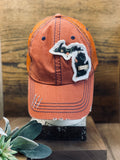 Michigan Trucker Hat- Rust / Burnt Orange “unsalted”