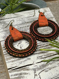 Boho Walnut Wood Hoops with Cork Cuff Earrings